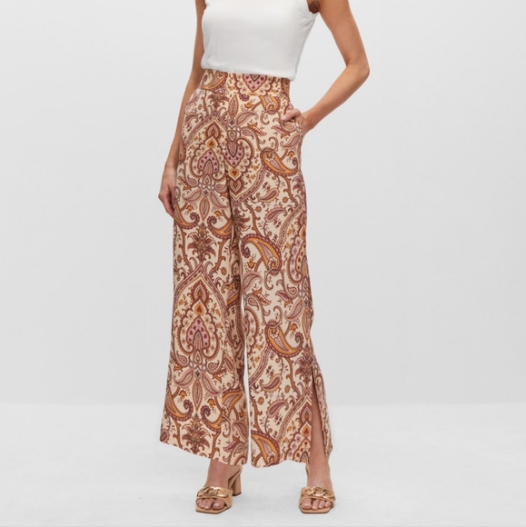 MELANIE LYNE Paisley Print Wide Leg Pants brand new with tags. - Picture 1 of 10